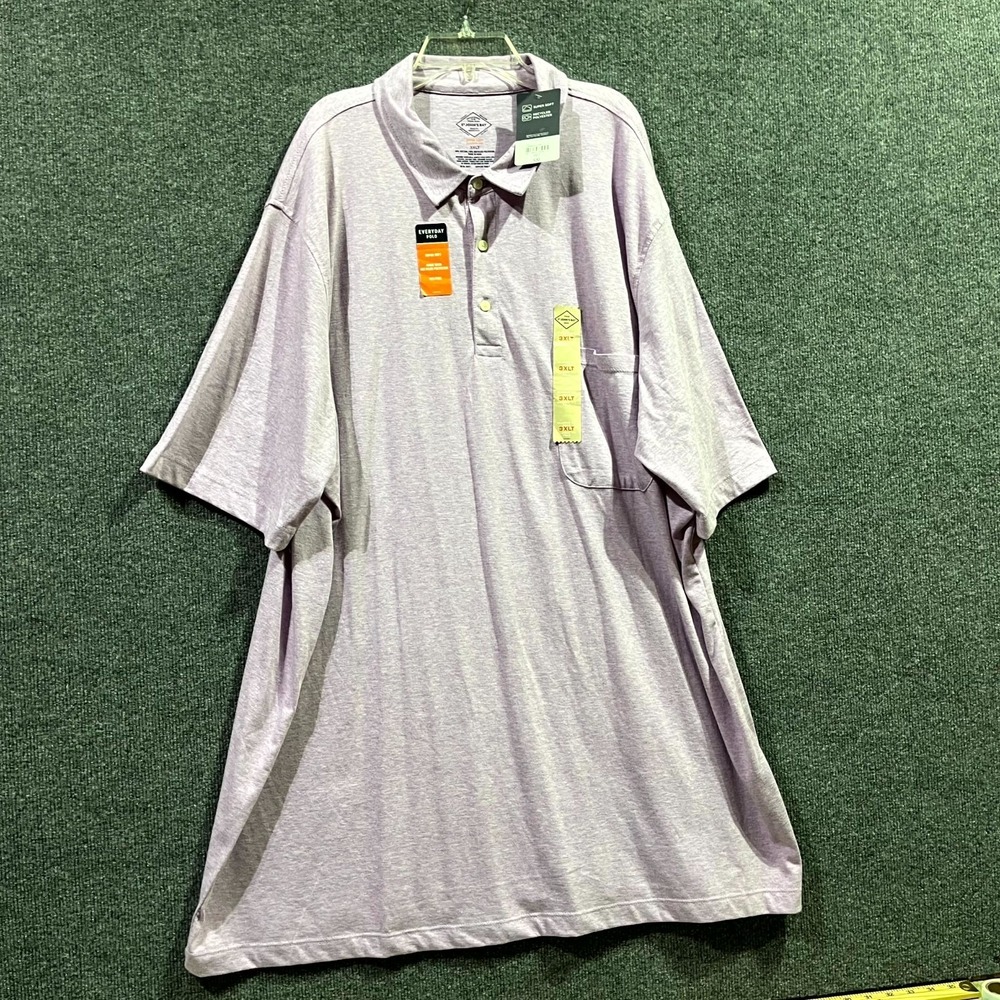 St Johns Bay Everyday Polo Men 3XLT Heathered Purple Classic Fit Super Soft